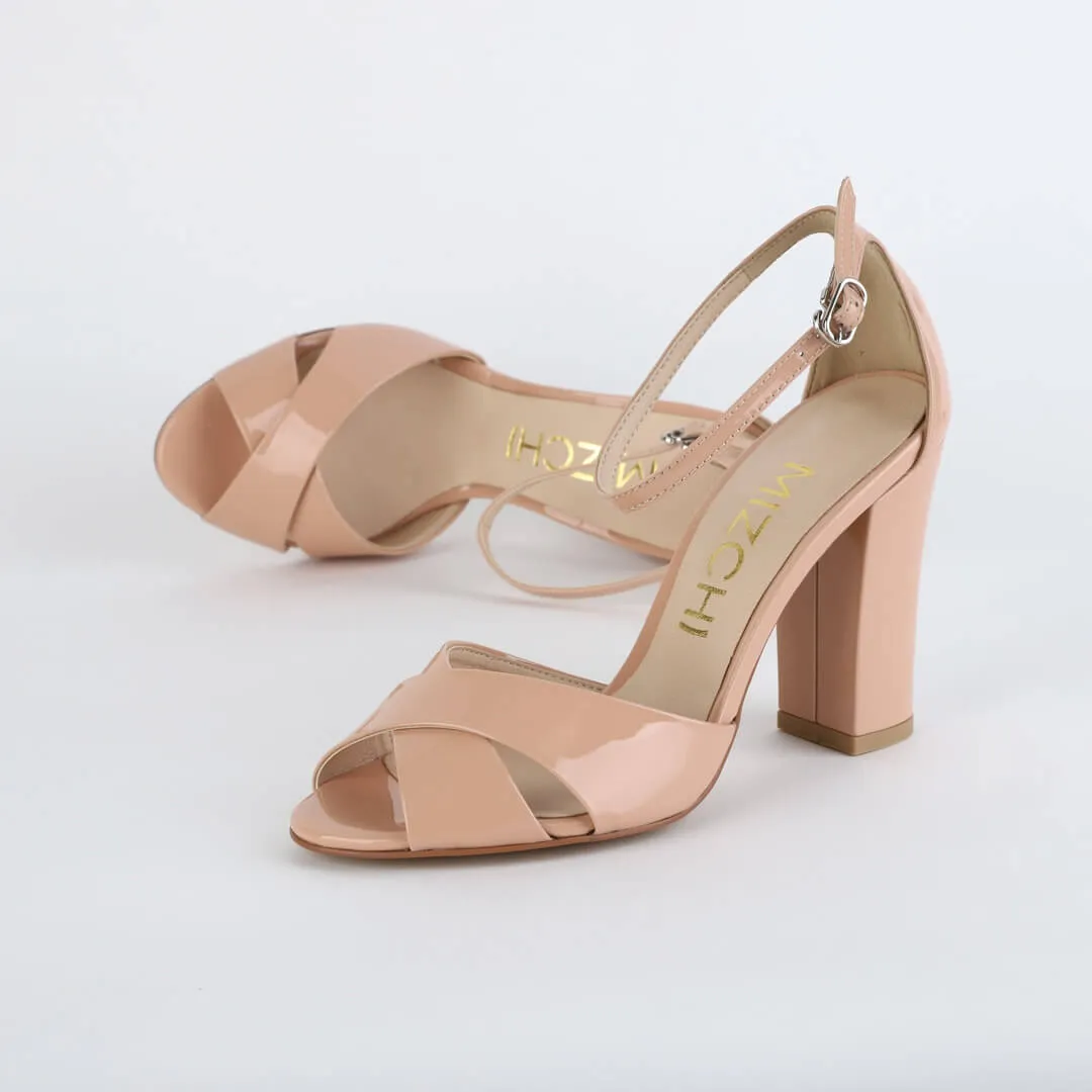 *UK size 1 - ALOVE PATENT - beige, 9cm heels
