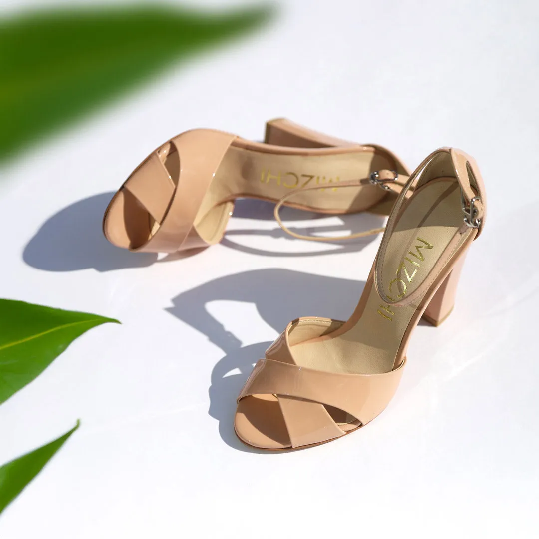 *UK size 1 - ALOVE PATENT - beige, 9cm heels