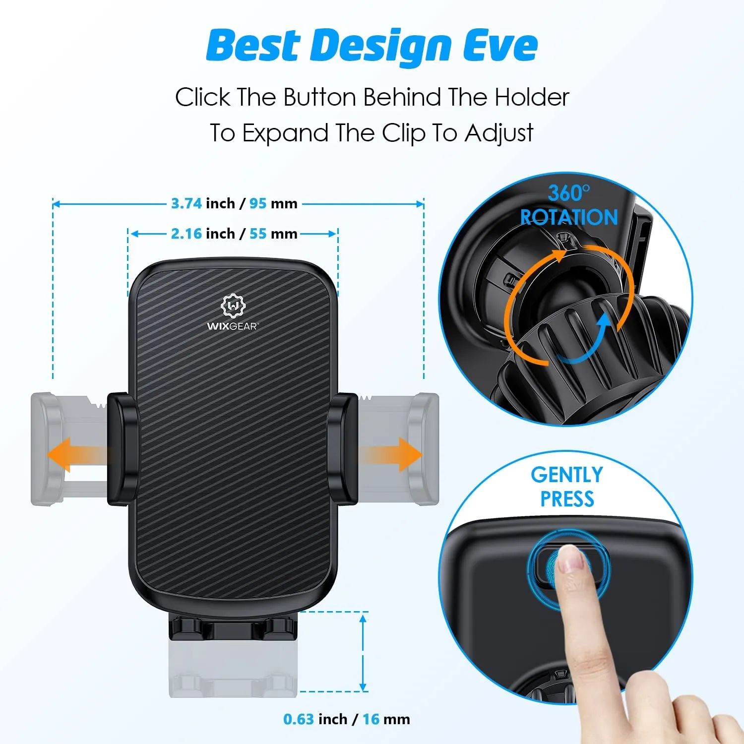 WixGear Universal Air Vent Phone Holder for Car, Phone Mount for Car for Cell Phones (New Upgraded Vent Locks)