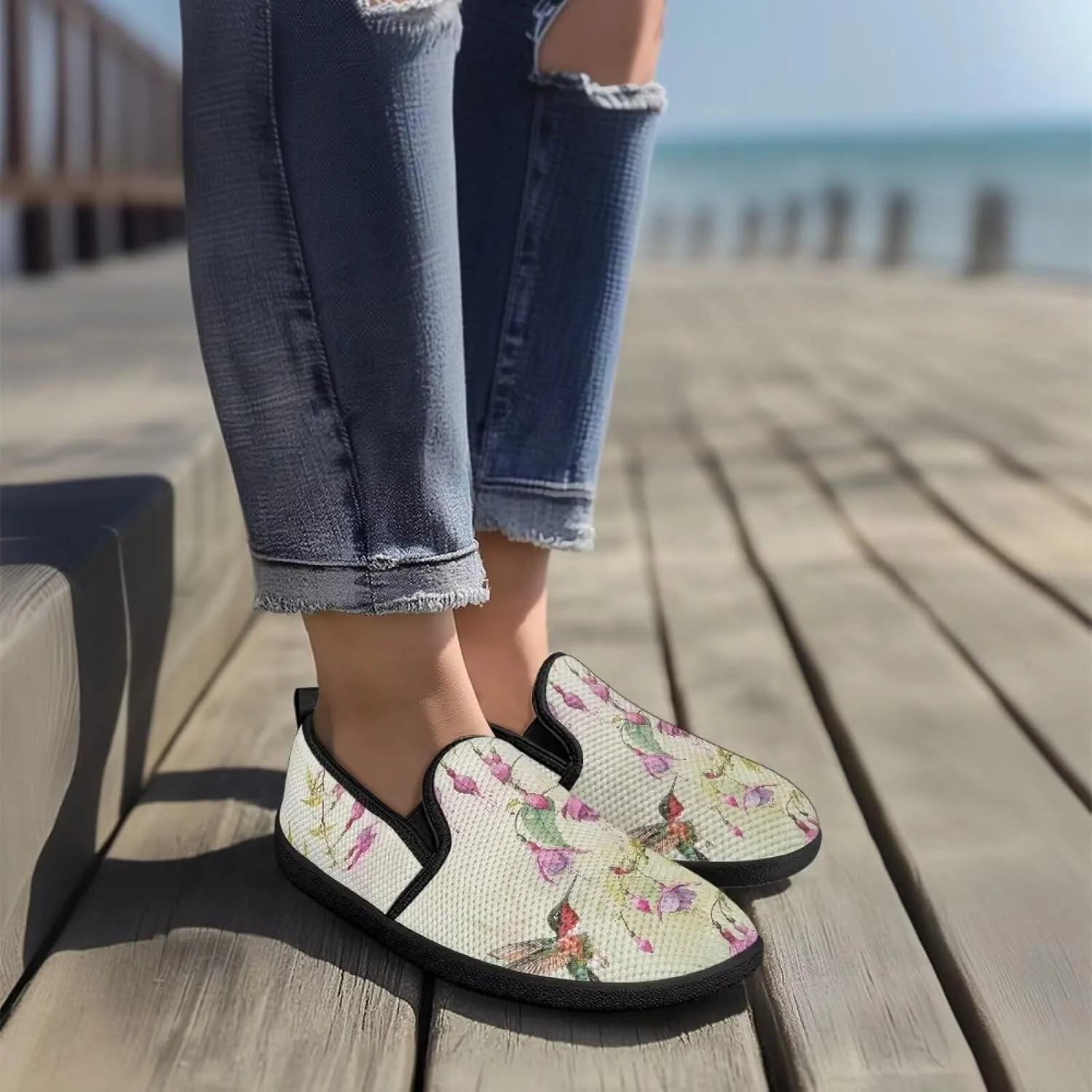 Women Comfortable Fashionable Shoes Breathable Slip On Mesh Shoes Casual Lightweight Tennis Sneakers for Jumping US 6-11 Black Sole