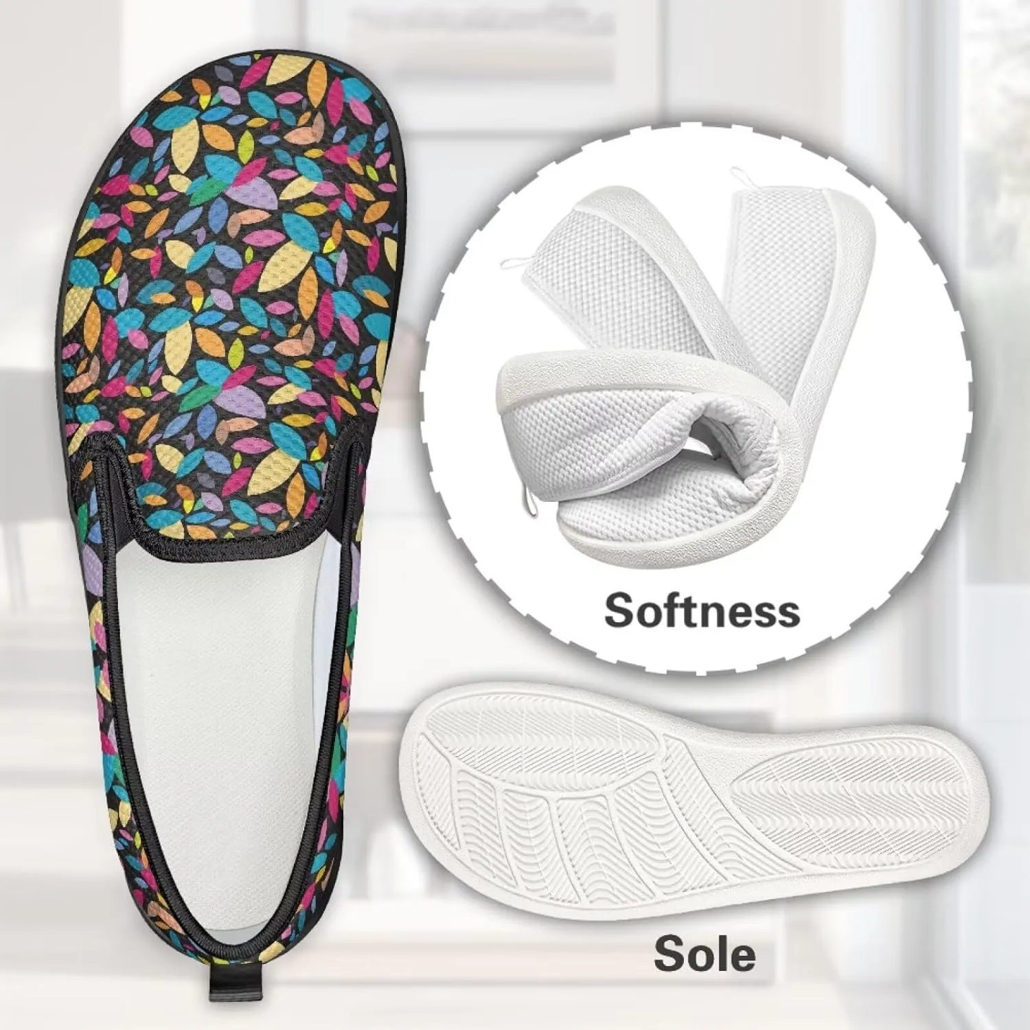 Women Comfortable Fashionable Shoes Breathable Slip On Mesh Shoes Casual Lightweight Tennis Sneakers for Jumping US 6-11 Black Sole