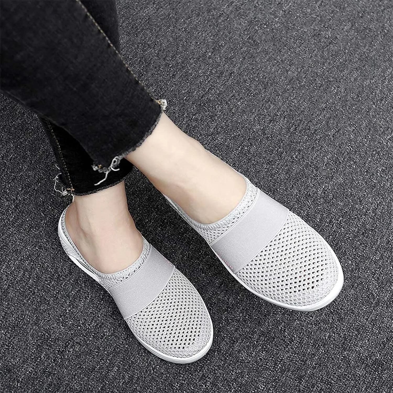 Women's Air Cushion Slip On Walking Shoes Comfortable Mesh Fashionable Women's Walking Shoes Orthopedic Diabetic Slippers