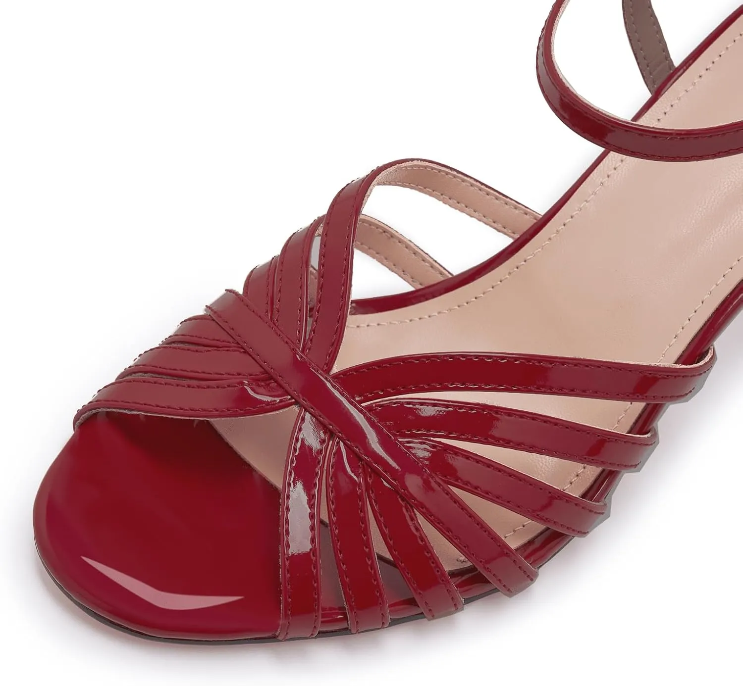 Women's Black and Gold Heels  Strappy Patent Leather Open Toe Sandals with Ankle Strap  Elegant High Heels for Party, Wedding, or Evening