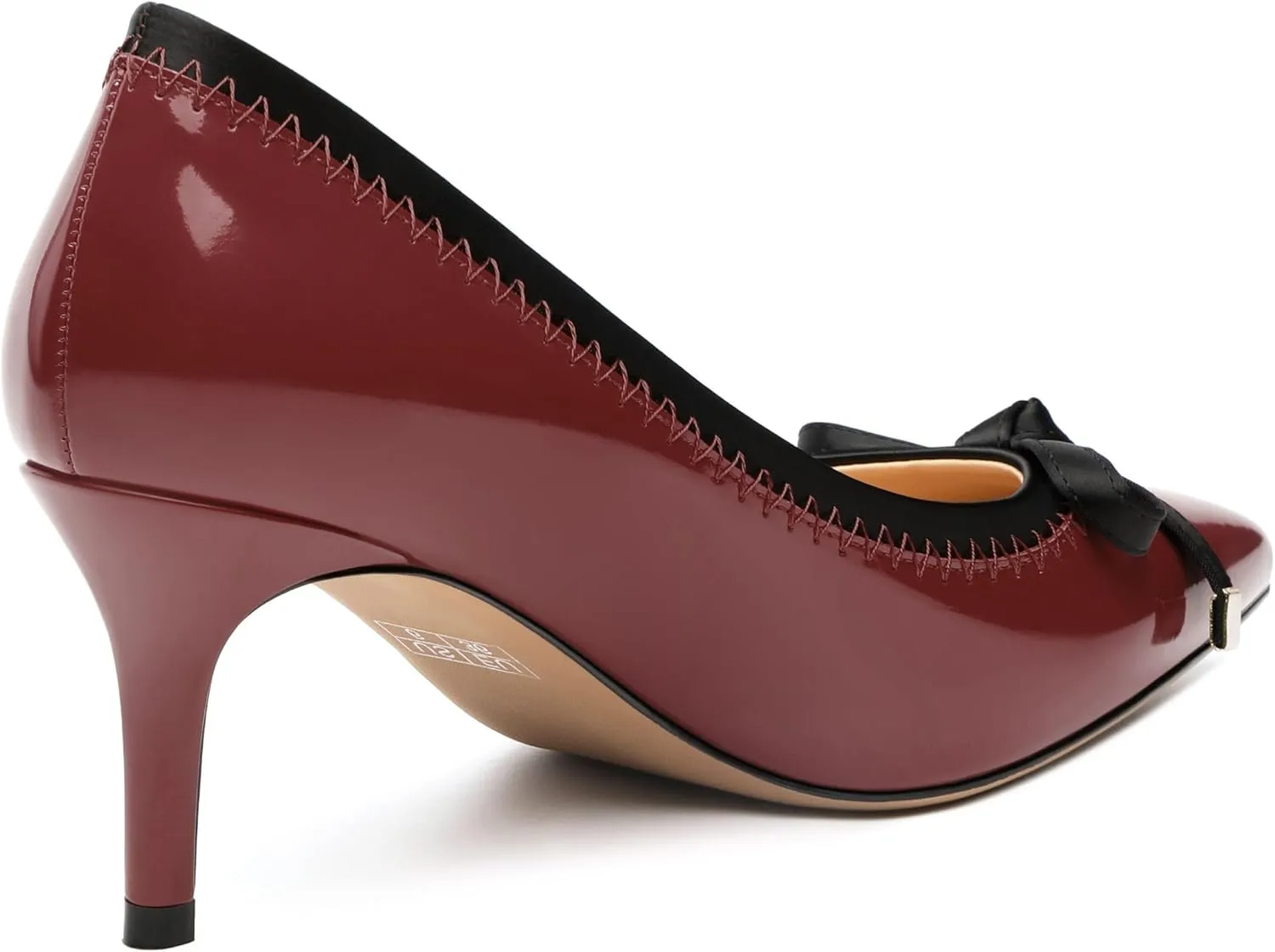 Womens Bow Mid Stiletto Pumps Sexy Patent Pointed Toe Evening Wedding Stiletto Mid Heel Pumps Dress Shoes 2.5 Inch