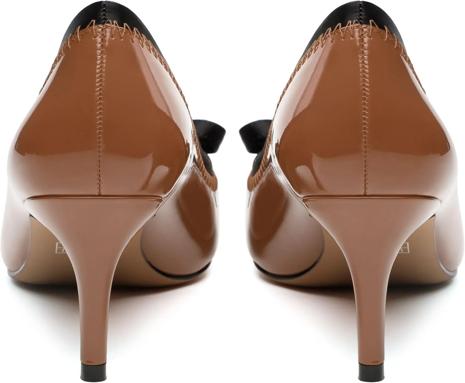 Womens Bow Mid Stiletto Pumps Sexy Patent Pointed Toe Evening Wedding Stiletto Mid Heel Pumps Dress Shoes 2.5 Inch