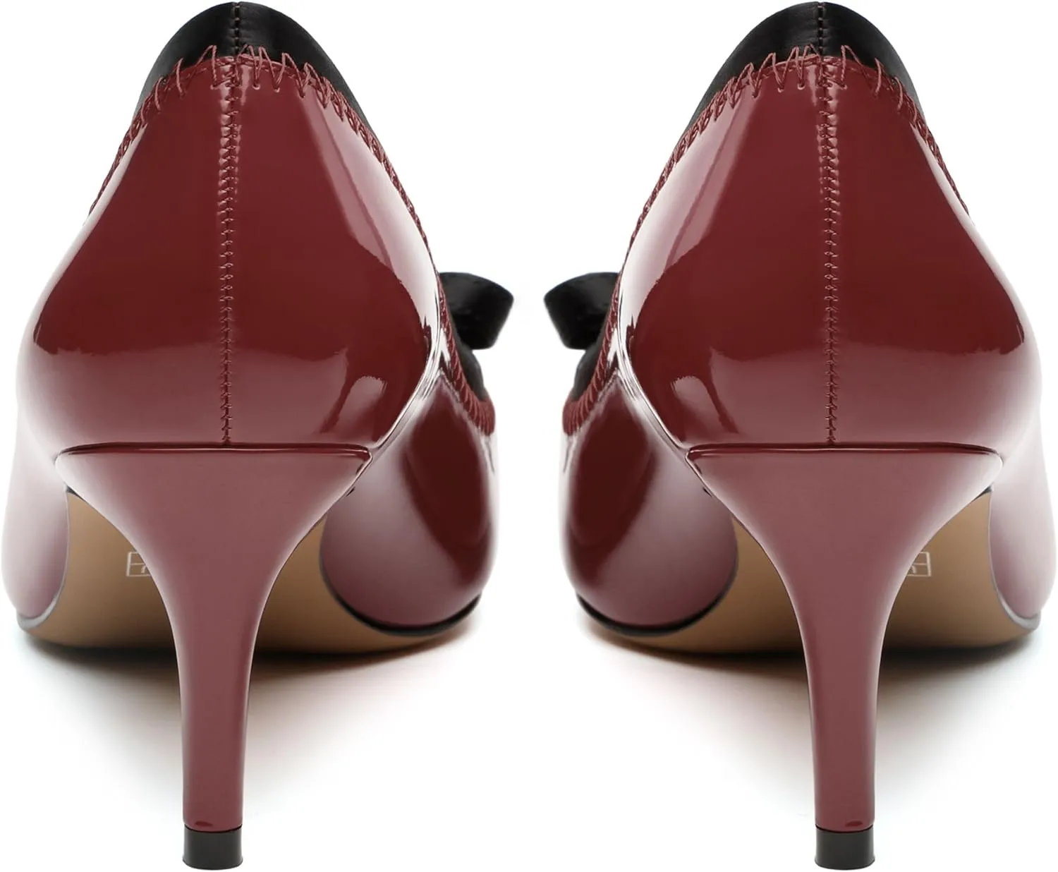 Womens Bow Mid Stiletto Pumps Sexy Patent Pointed Toe Evening Wedding Stiletto Mid Heel Pumps Dress Shoes 2.5 Inch