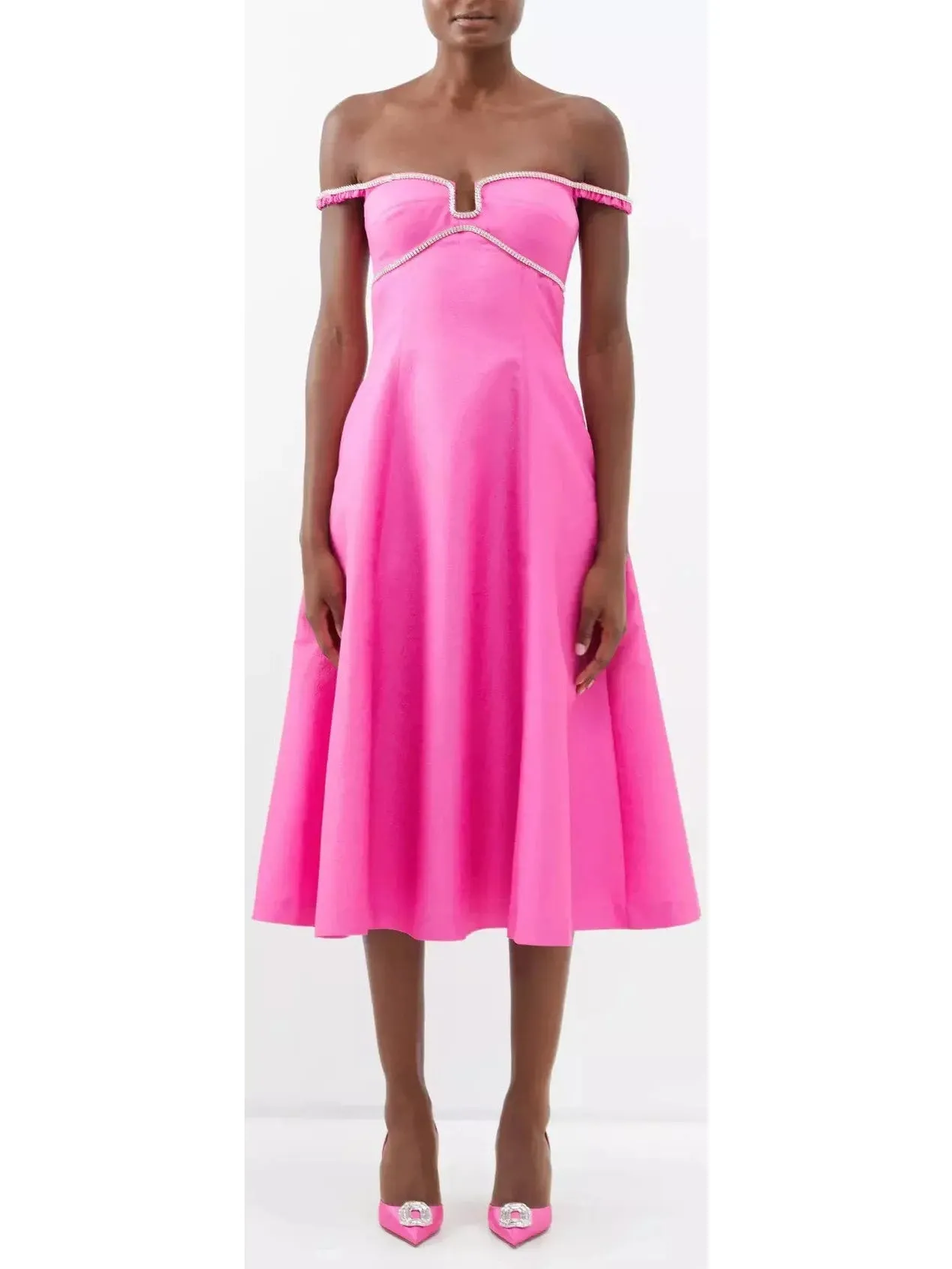 Women’s Crystal-Trimmed Jacquard Midi Dress