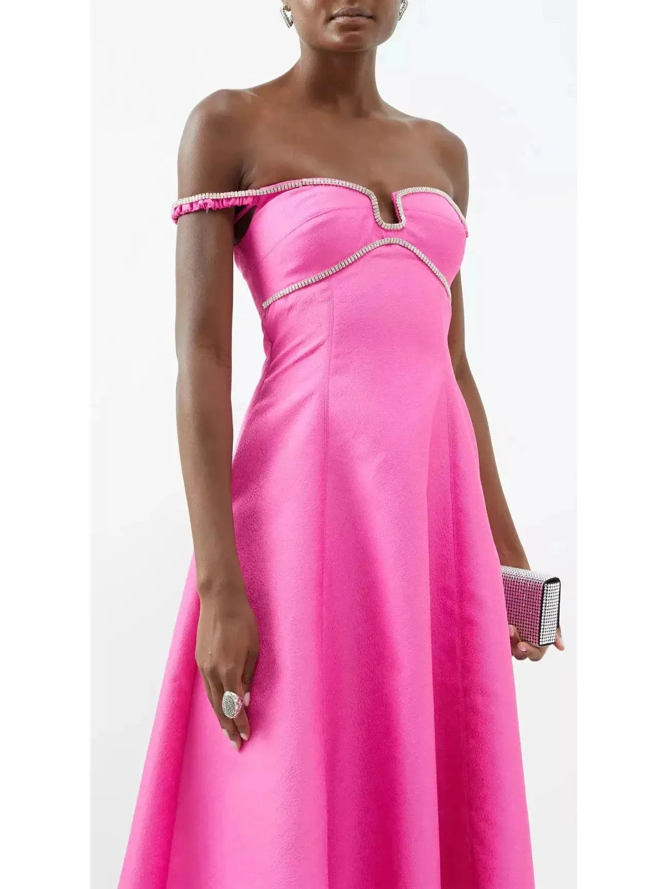 Women’s Crystal-Trimmed Jacquard Midi Dress