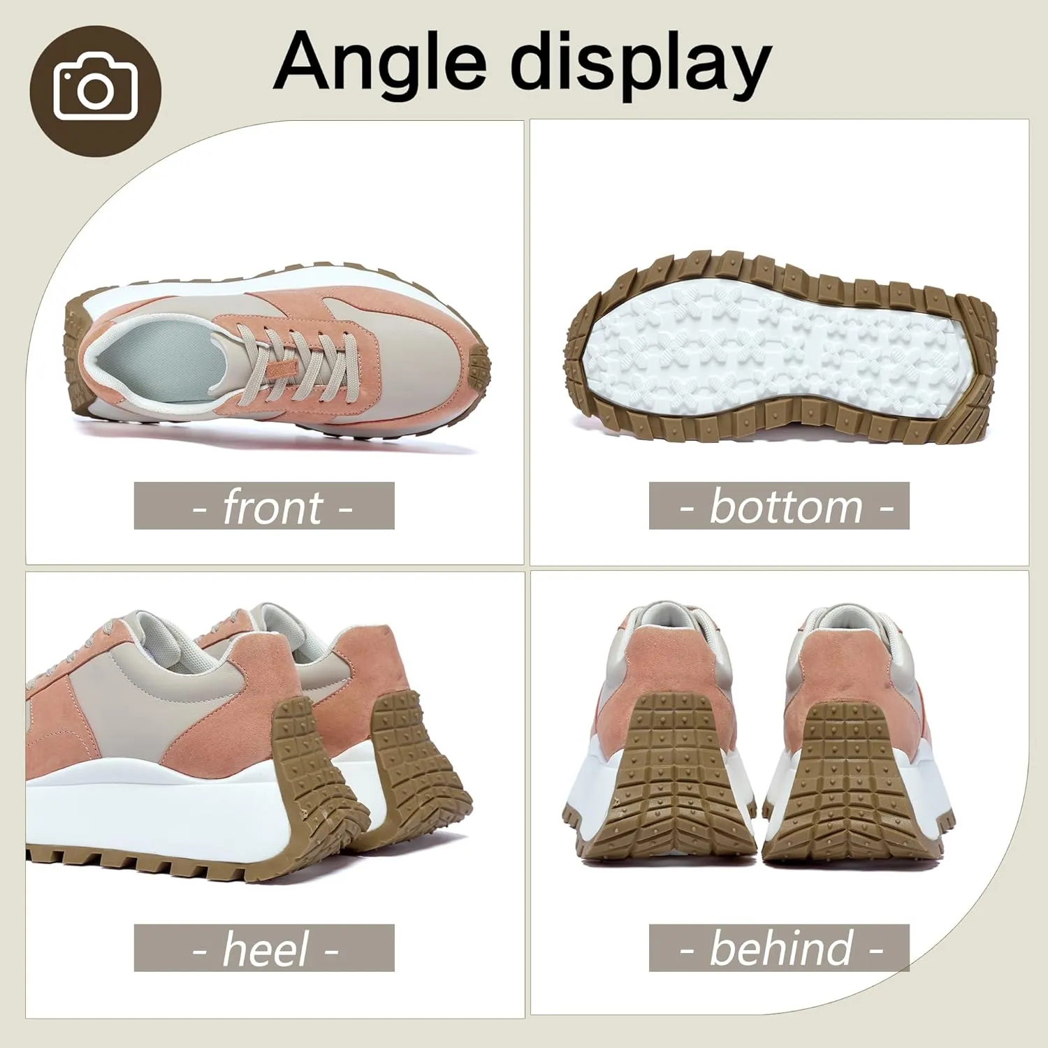 Women's Fashion Sneakers Platform Casual Height Increasing Walking Shoes Retro Running Shoes Outdoor Non-Slip Sports Casual Shoes Women's Chunky Sneakers