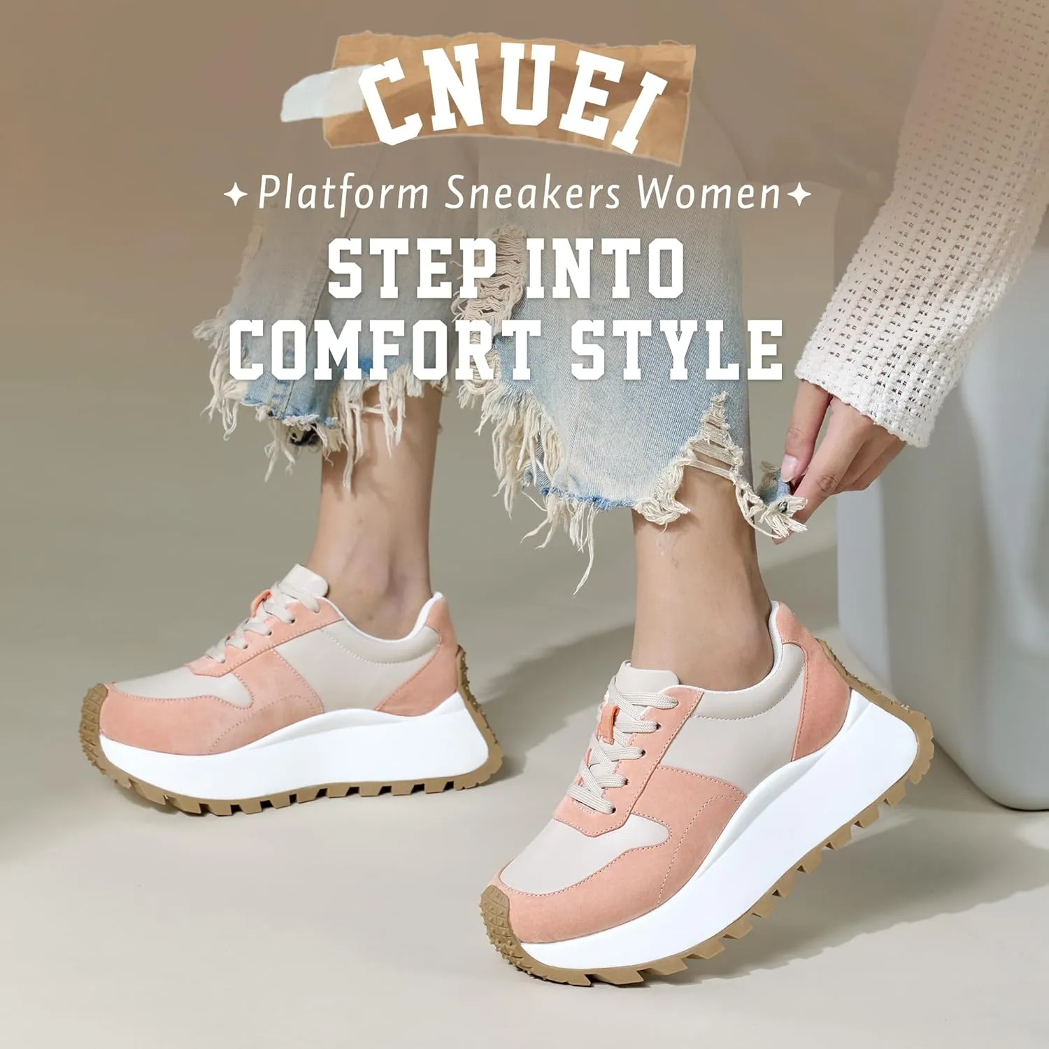 Women's Fashion Sneakers Platform Casual Height Increasing Walking Shoes Retro Running Shoes Outdoor Non-Slip Sports Casual Shoes Women's Chunky Sneakers