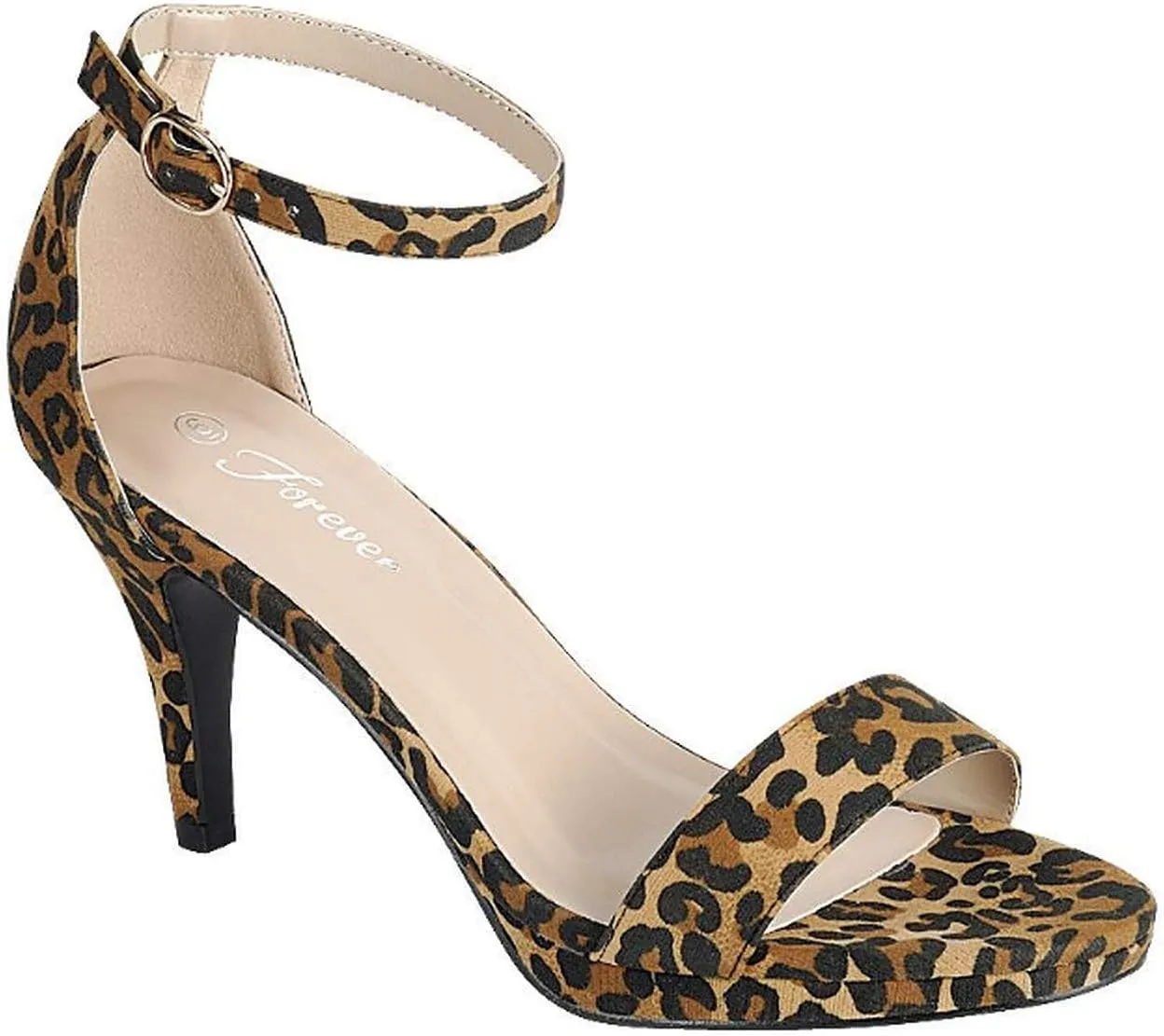 Women's open toe Mid Heel Single Band Sandal with Ankle Strap