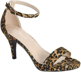 Women's open toe Mid Heel Single Band Sandal with Ankle Strap