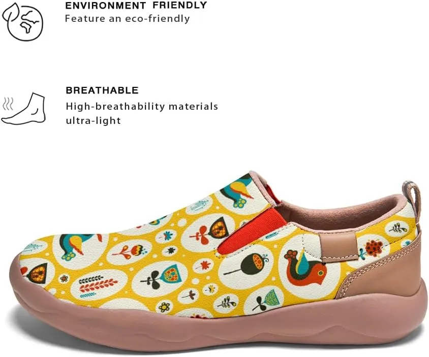 Women's Slip-On Loafers Art Painted Ladies Walking Shoes Lightweight Comfort Fashion Travel Sneaker Ethnic Patchwork Print