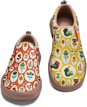 Women's Slip-On Loafers Art Painted Ladies Walking Shoes Lightweight Comfort Fashion Travel Sneaker Ethnic Patchwork Print