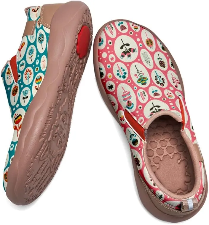 Women's Slip-On Loafers Art Painted Ladies Walking Shoes Lightweight Comfort Fashion Travel Sneaker Ethnic Patchwork Print