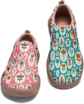 Women's Slip-On Loafers Art Painted Ladies Walking Shoes Lightweight Comfort Fashion Travel Sneaker Ethnic Patchwork Print